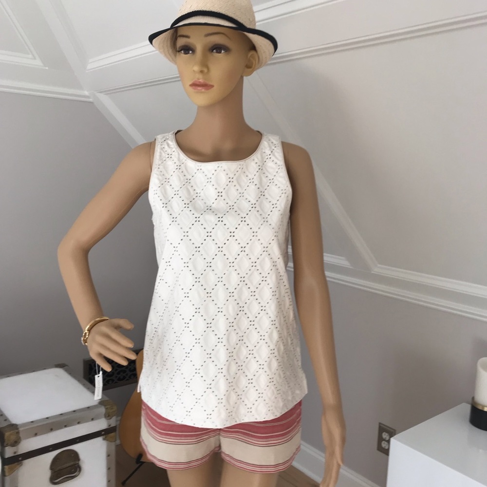 Cream Faux Leather Sleeveless Top. Size Small Petite. NWT